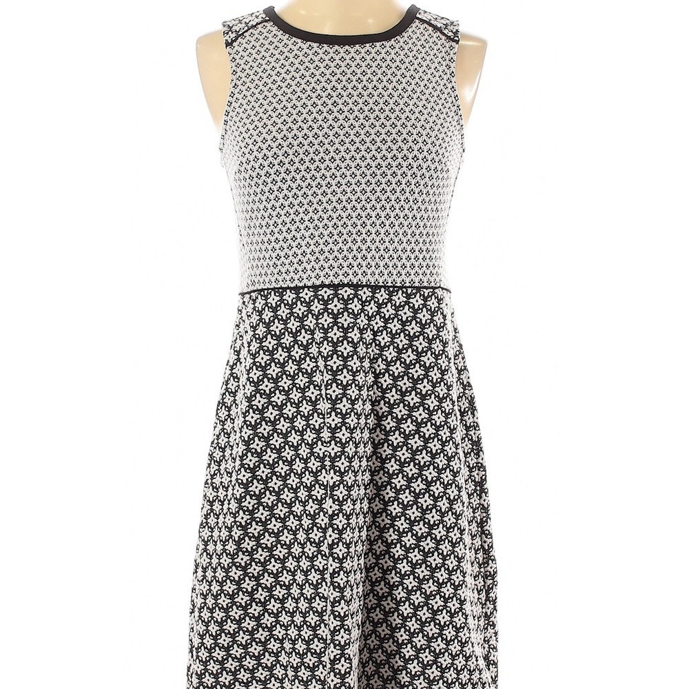 Loft white and black fit & flare dress